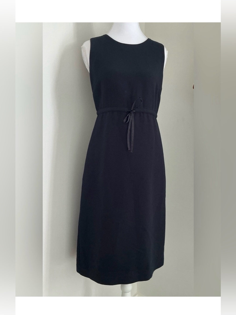 GAP sz 10 Sleeveless Black Midi Dress Tie-Waist vintage 90s y2k minimalist prep